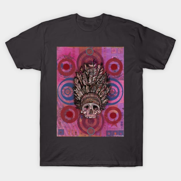 Pink Indian Skull T-Shirt by Raybomusic01